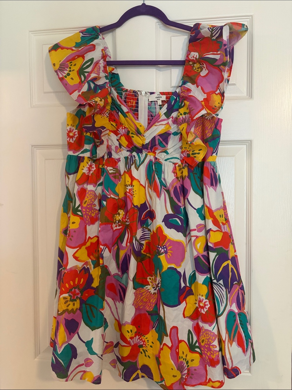 entro Multicolor Floral Ruffle Shoulder Dress